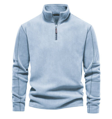 Fashion Personality Stand-collar Zippered Sweatshirt With Fleece Winter Casual Pullover Top Men's Clothing LadyShow.Store