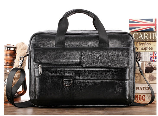 Leather Men's Briefcase Top Layer Cowhide Messenger Bag Large Capacity Single Shoulder Bag Business Multi-function CJD