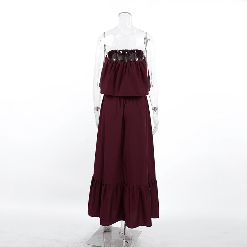 Fashionable Ruffled Strapless Dress NorixaFashion.com