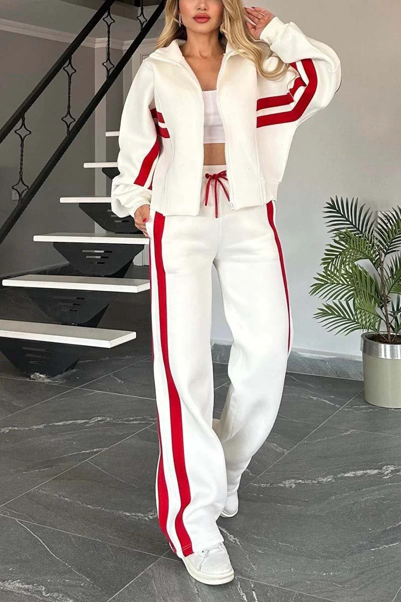 Fashion Two-piece Women's White Sports Suit Loose Sports Shirt Casual Pants Sets Sportswear Women Clothes Tracksuit Women Outfits NorixaFashion.com