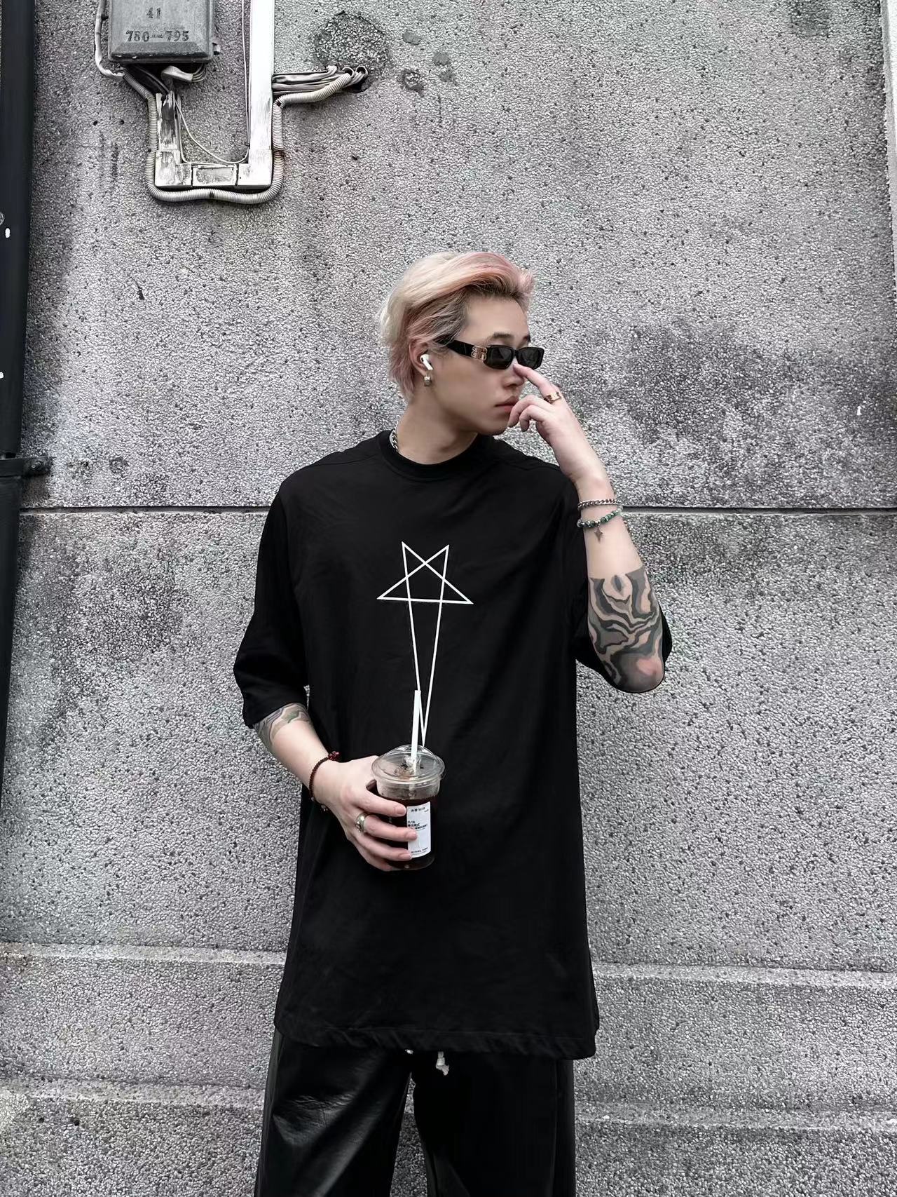 Men's Oversized Gothic Cotton T-Shirt - Summer Streetwear Pi-Mart