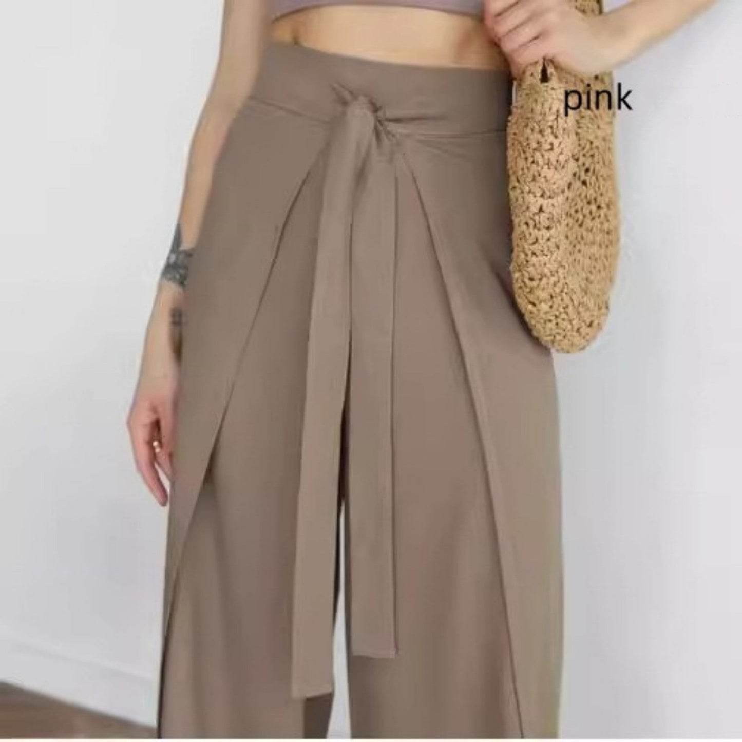 Solid Color Fashion Lace-up Waist Wide-leg Skort Women LadyShow.Store