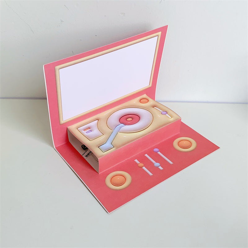 Phonograph Birthday Gift Creative Stereoscopic Greeting Cards CJD