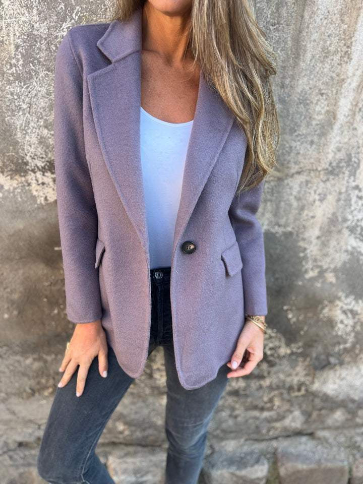 Ins Button Lapel Short Blazer Winter Fashion Commuter Jacket Outwear Women's Clothing LadyShow.Store