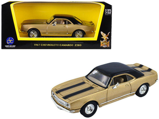 1967 Chevrolet Camaro Z-28 Gold with Black Stripes and Black Top 1/43 Diecast Model Car by Road Signature LuxuryLifeWay Online Store