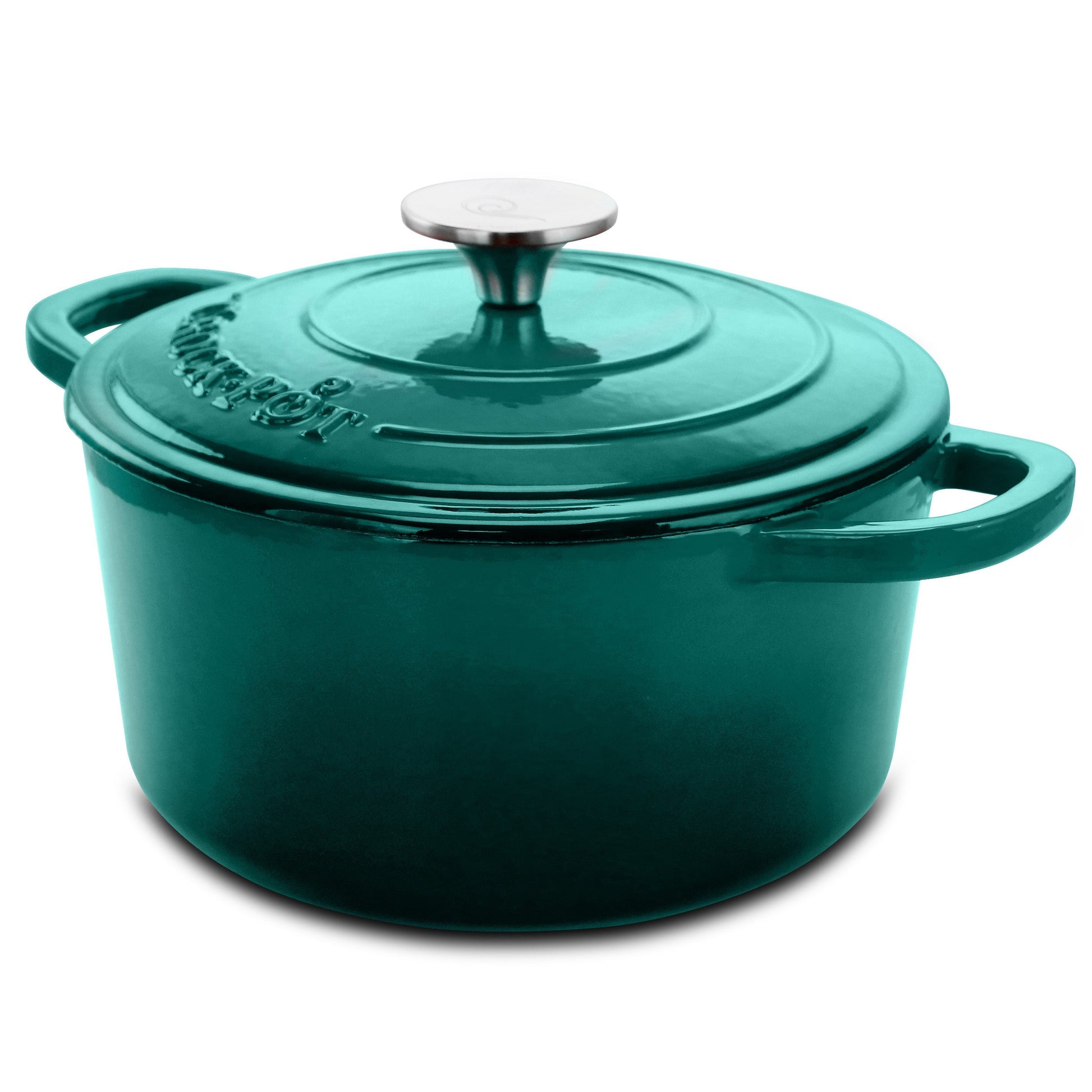 Crock-pot Artisan 3 Quart Enameled Cast Iron Casserole with Lid in Gradient Teal LuxuryLifeWay Online Store