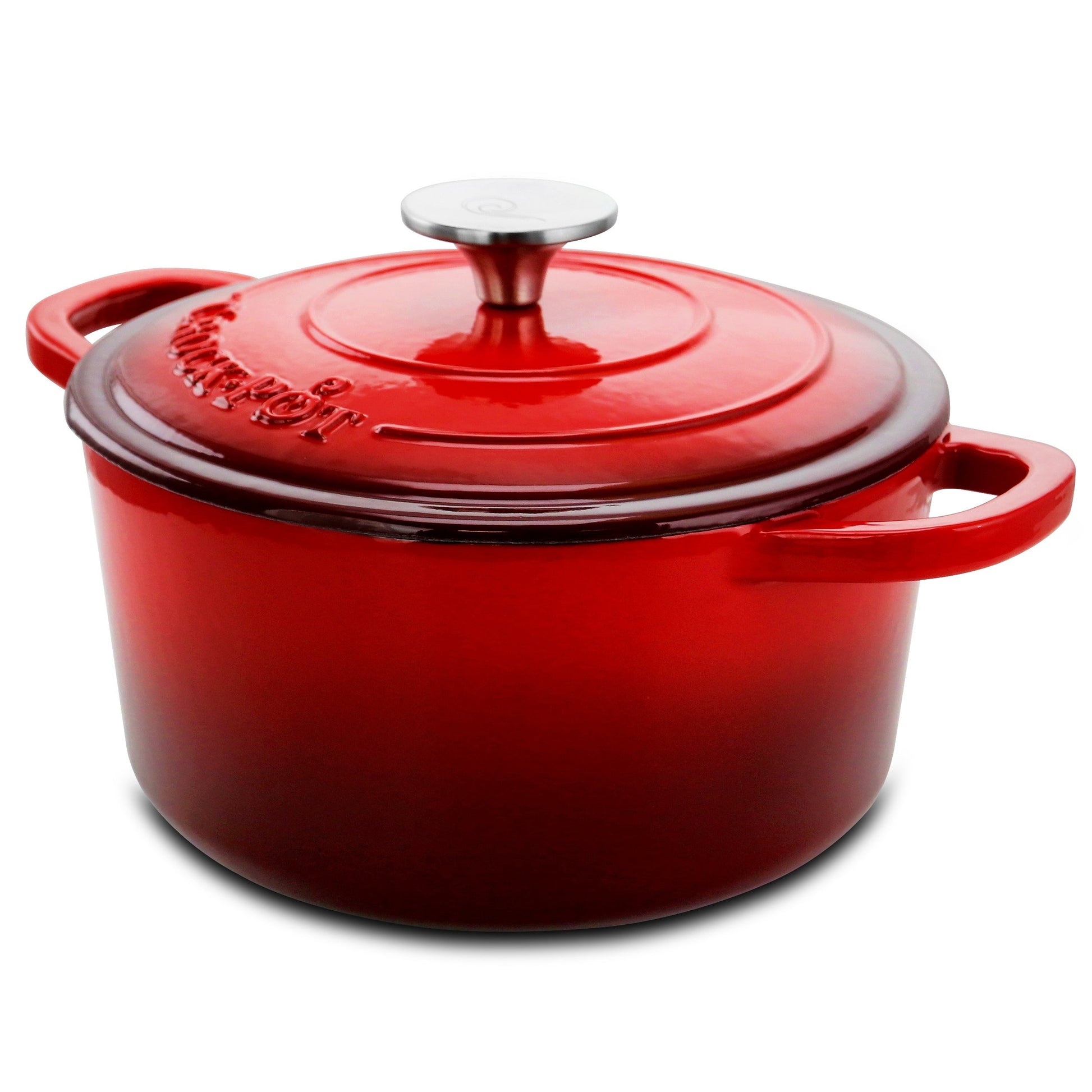 Crock-pot Artisan 3 Quart Enameled Cast Iron Casserole with Lid in Gradient Red LuxuryLifeWay Online Store