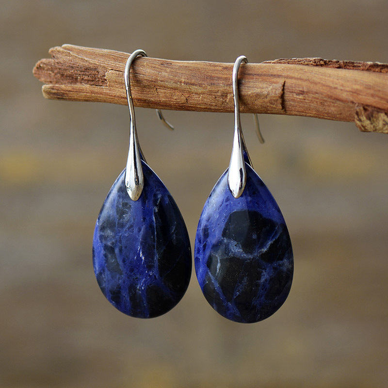 Bohemian Natural Stone Water Drop Pendant Earrings LadyShow.Store