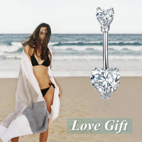 Sterling Silver Sexy Zirconia Heart Pendnt Belly Button Ring Belly Piercing for Women LadyShow.Store