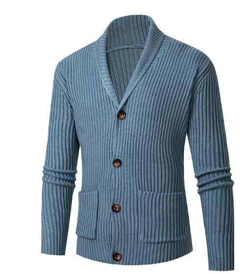 Single-breasted Long Sleeve Lapel Sweater Men's Clothing Best YouTube Store