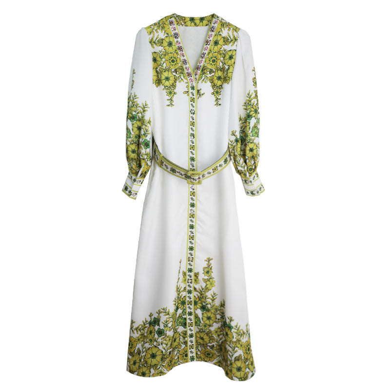 Retro Temperament Printed Dress Women NorixaFashion.com