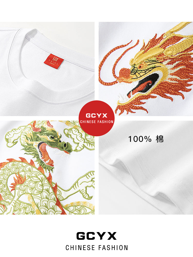 Men's Cotton Short-Sleeved Embroidered T-Shirt 2024 Pi-Mart