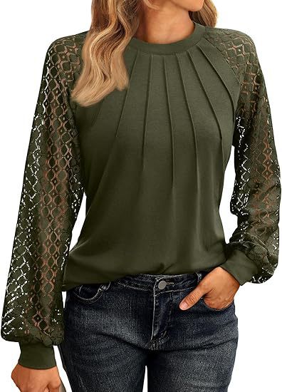 2026 Autumn New European And American Women's Long Sleeved Shirt Lace Top Casual Knitted Shirt NorixaFashion.com