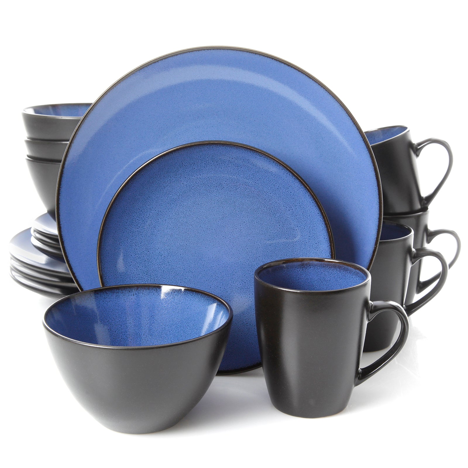 Gibson Elite Soho Lounge Round 16-Piece Dinnerware Set, Blue LuxuryLifeWay Online Store