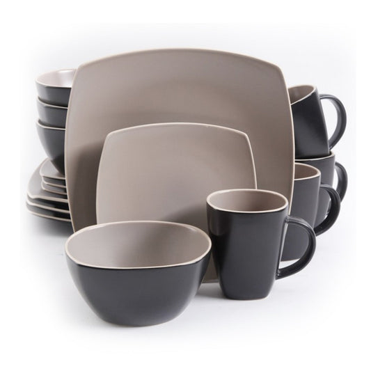 Gibson Soho Lounge Matte 16-Piece Dinnerware Set, Taupe LuxuryLifeWay Online Store