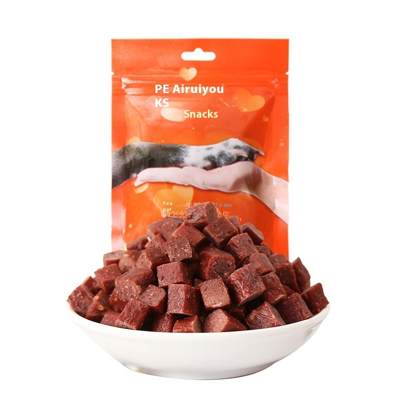 Dog Snacks Dried Beef Cubes Wholesale Pet Snacks Chicken Grain Dog Training Reward Teddy Meat Cube Manufacturer Pets Fashion
