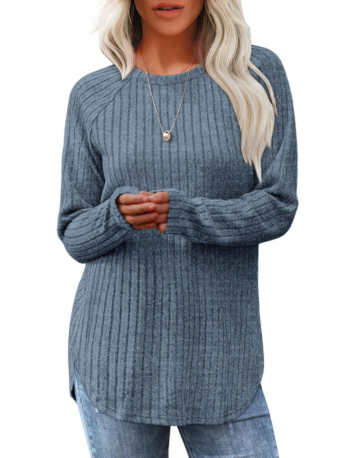 2026 European And American Women's Autumn New Loose Round Neck Base Shirt Long Sleeved Shirt NorixaFashion.com