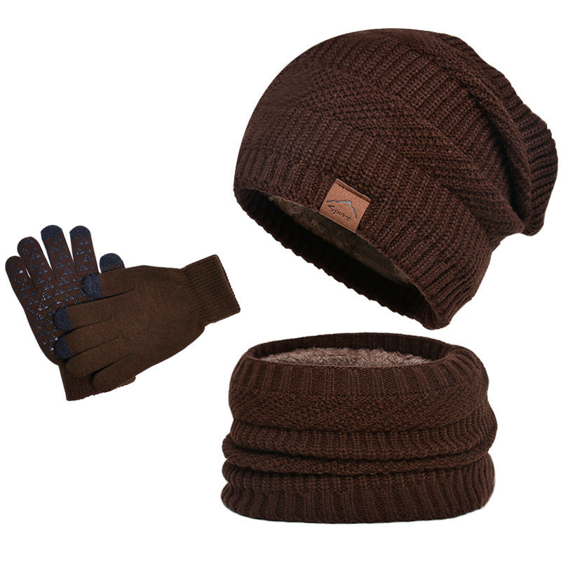 Winter Fleece-lined Warm Hat Scarf Gloves Three-piece Set LadyShow.Store
