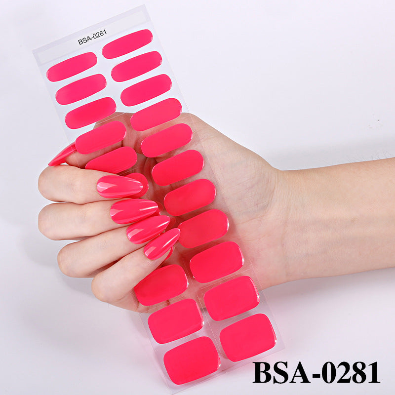 Simple Solid Color Scallion Powder No-bake Gel Nail Stickers LadyShow.Store