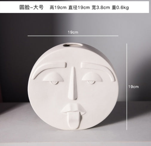Nordic Style Modern Face Mask Ceramic Vase Home Decoration Flower Vases Head Matte Table Flower Vase for Wedding Decoration Prop PearlNestDecor.com