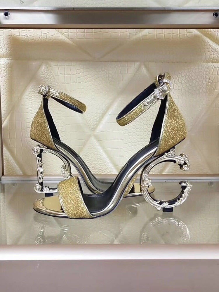 Gold high heels NorixaFashion.com