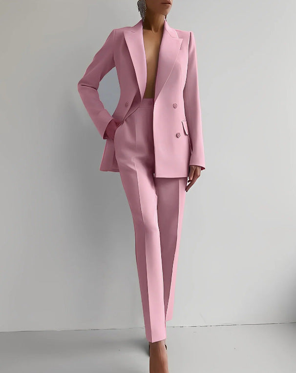 Casual Suits Fashion Long Sleeve Single-breasted Jacket Top And Slim Fit Trousers Women's Business Suits NorixaFashion.com