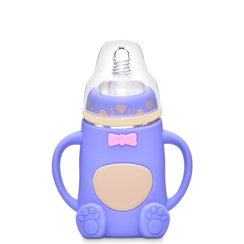 Silicone Glass Baby Bottle with Anti-Drop Design LuxuryLifeWay Online Store