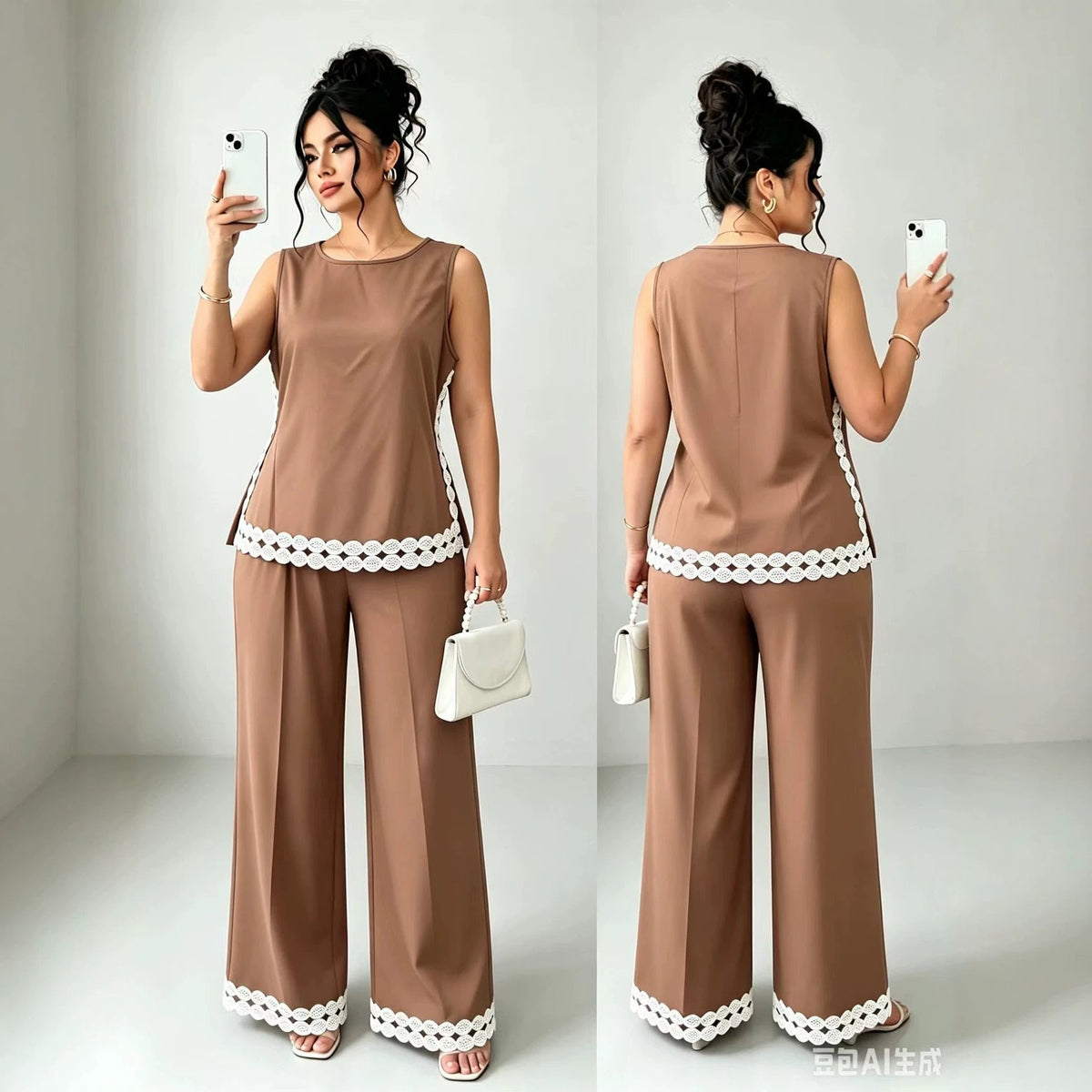 New 2026 Sleeveless Casual Pants Set Plus Size Vacation Outfit NorixaFashion.com