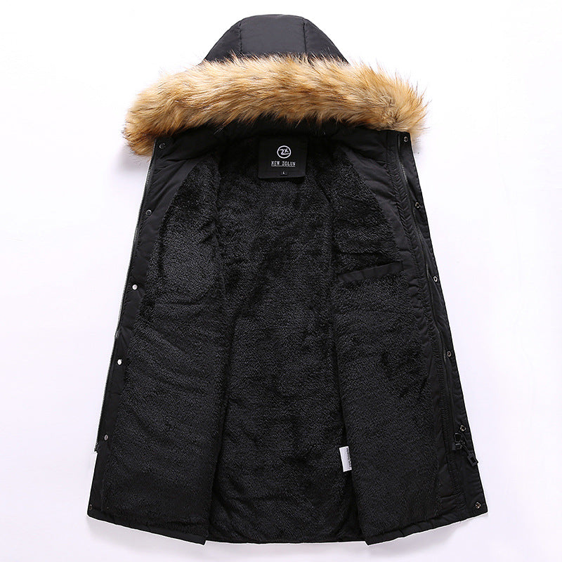 Hooded warm cotton jacket mid-length