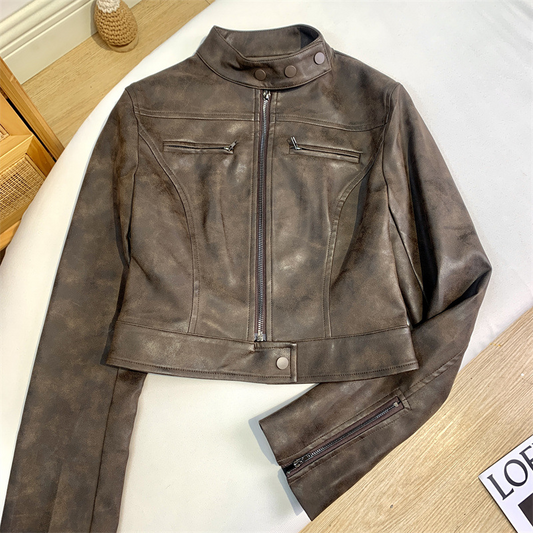 Slim Fit Short Leather Jacket Best YouTube Store