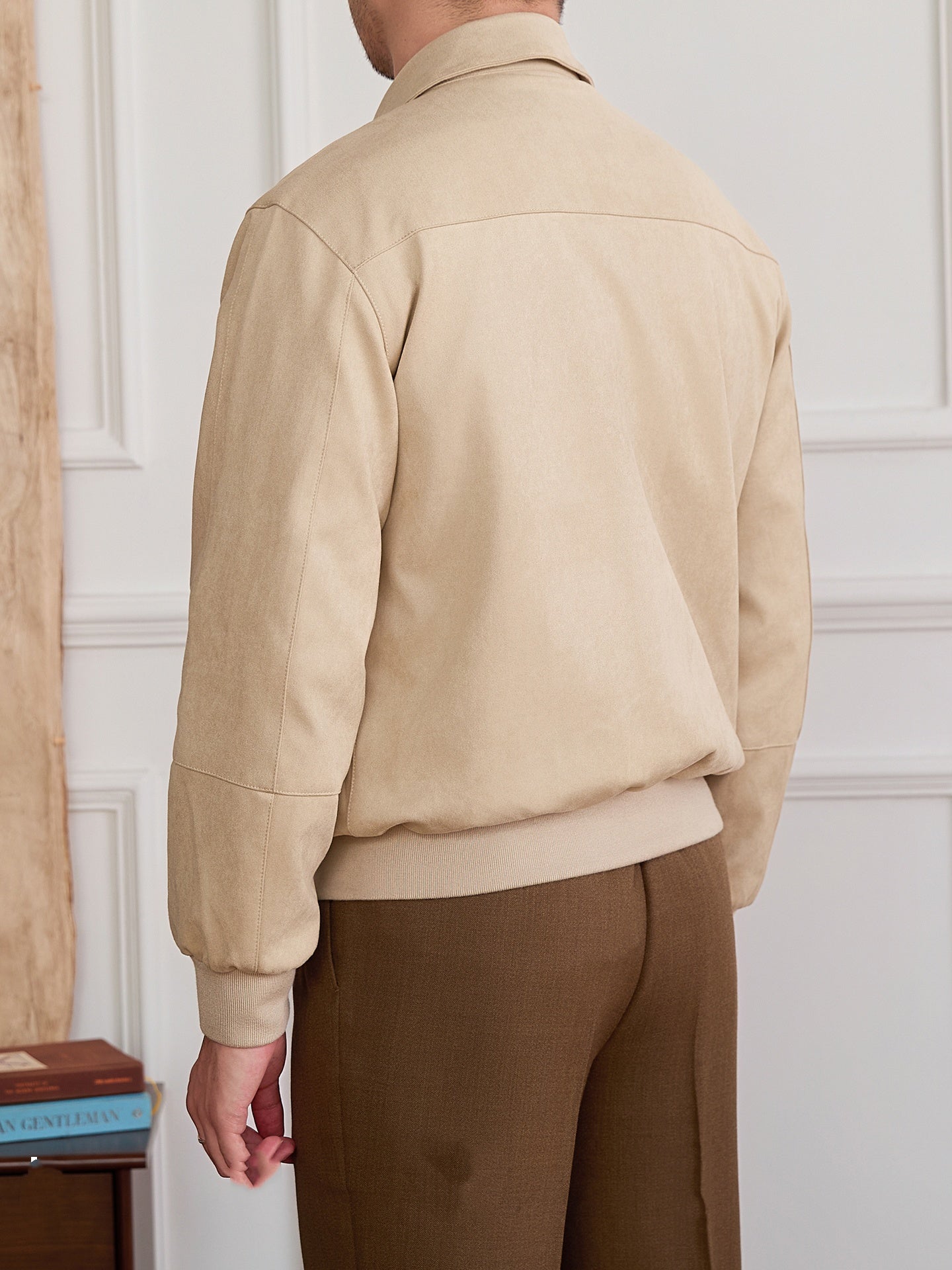 Suede Bomber Jacket Men's Casual Turn-down Collar Coat