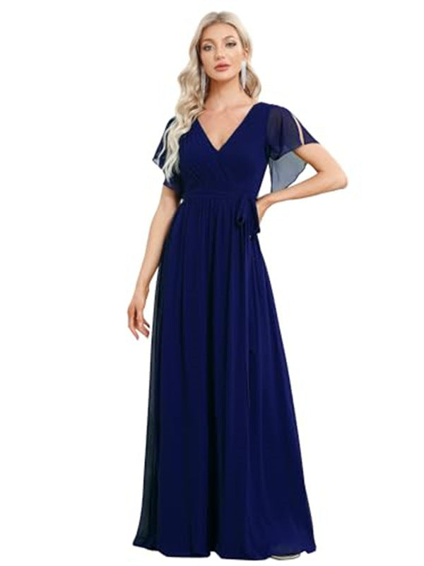 Sexy V-neck Chiffon Dress Women NorixaFashion.com