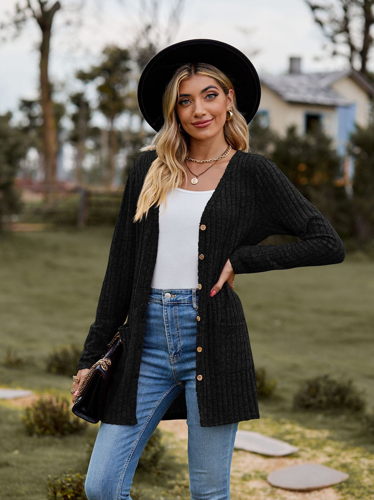 Fall Women's Clothing Sunken Stripe Solid Color Long Sleeve Women's Sweater NorixaFashion.com