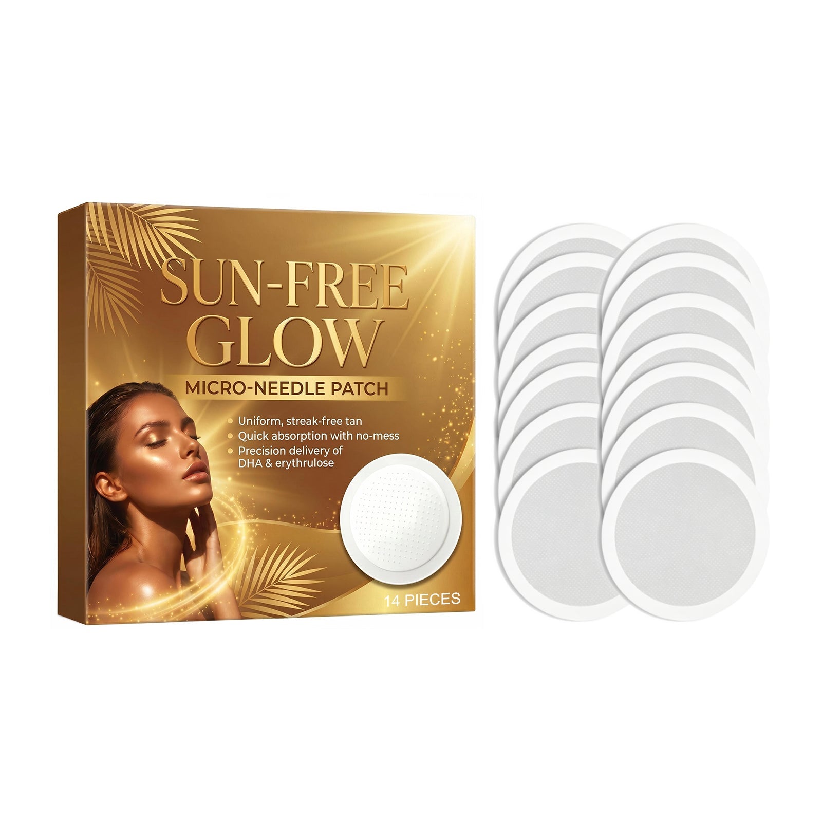 Sun-Free Tanning Microneedle Patch 14pcs Tri Light Beauty