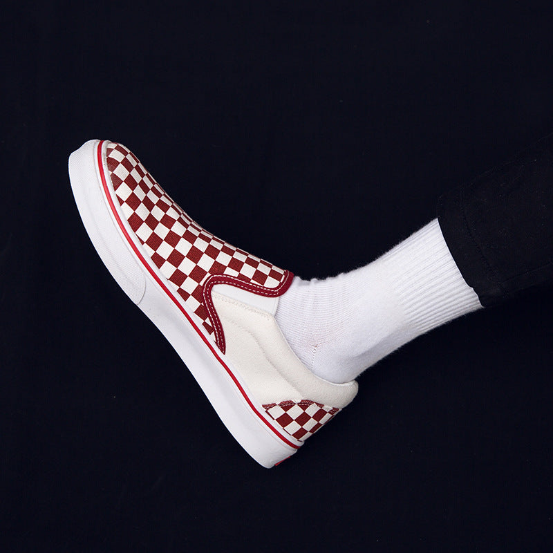 Korean version of casual wild students low to help men's shoes Harajuku ulzzang lattice one pedal men canvas shoes lazy Best YouTube Store