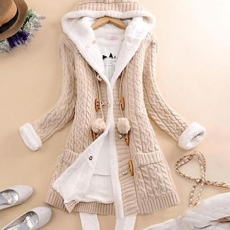 Women's Clothing With Warm Plush Cardigan Horn Button Best YouTube Store