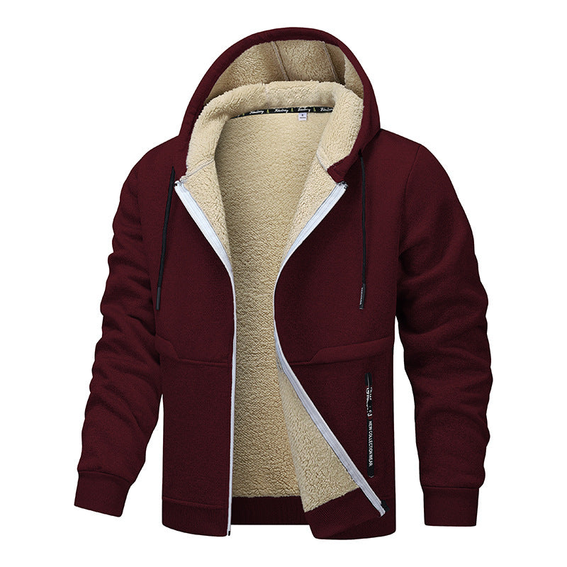 Casual Hoodies For Men Heavyweight Fleece Sweatshirt Winter Thick Sherpa Lined Hooded Zipper Jacket Thick Streetwear Coats LadyShow.Store