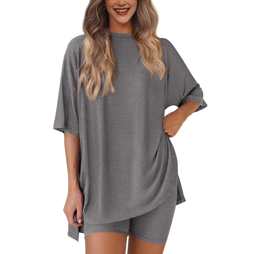 New Loose Fashion Solid Color Casual Two-piece Suit NorixaFashion.com