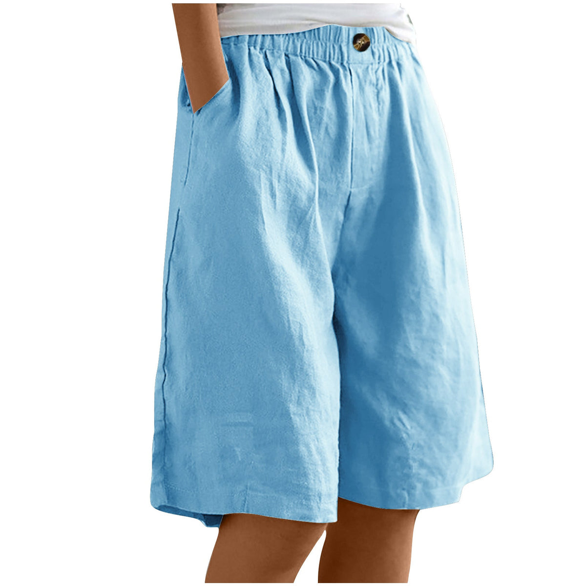 Women's Cotton And Linen Cropped Loose High Waist Shorts NorixaFashion.com