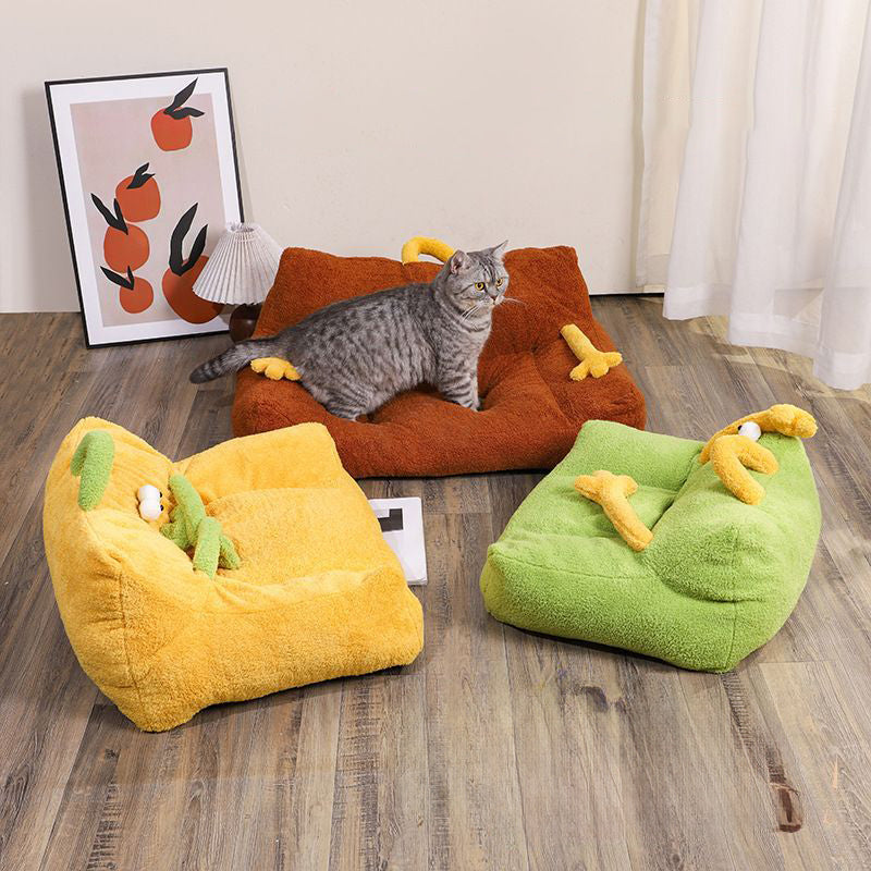 Pet Nest Multi-Color Cute Wind Cartoon Cat Nest Dog Nest Sofa Nest Suitable Small And Medium-Sized Cats And Dogs Four Seasons Washable Small Pet Bed Pets Fashion