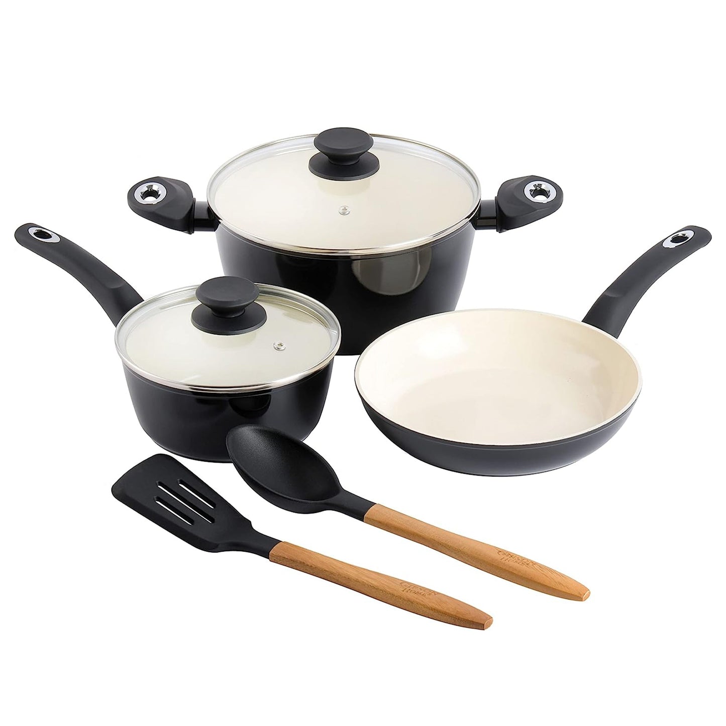 Gibson Home Plaza Cafe 7 Piece Forged Aluminum Cookware Set in Black LuxuryLifeWay Online Store