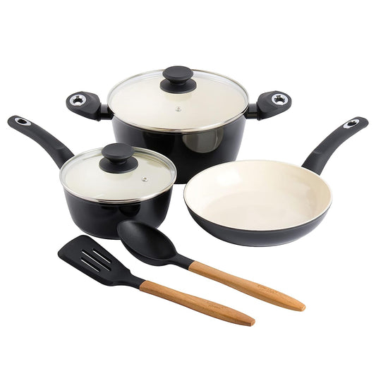 Gibson Home Plaza Cafe 7 Piece Forged Aluminum Cookware Set in Black LuxuryLifeWay Online Store