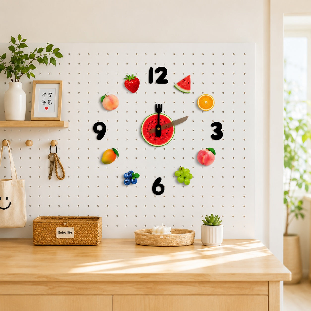 Fruit Decor Magnetic Fridge Wall Clock PearlNestDecor.com