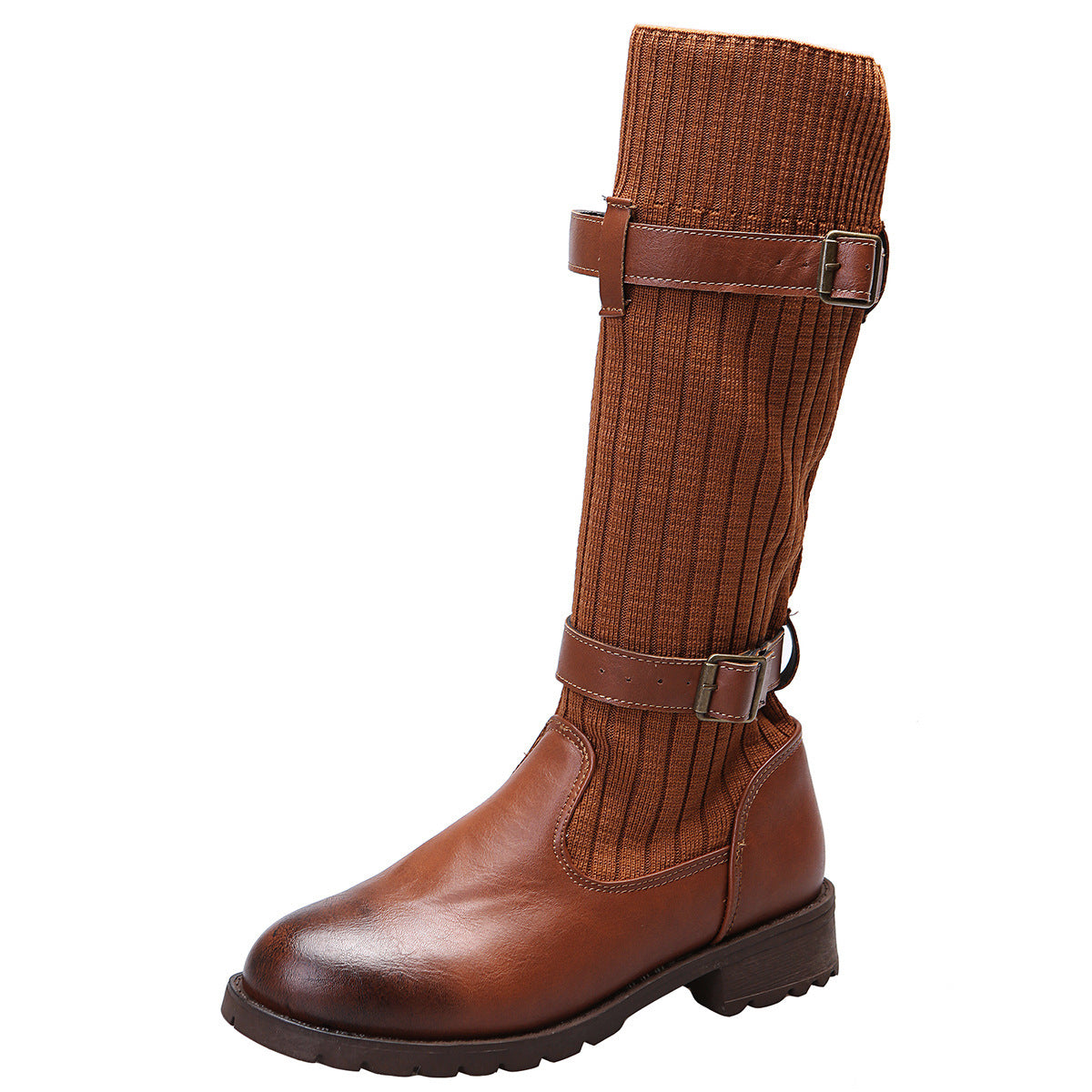Leapard Shoes Winter Mid Calf Boots Women Sock Boots LadyShow.Store