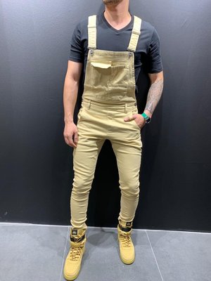 Ripped Denim Pants with Suspenders Pi-Mart