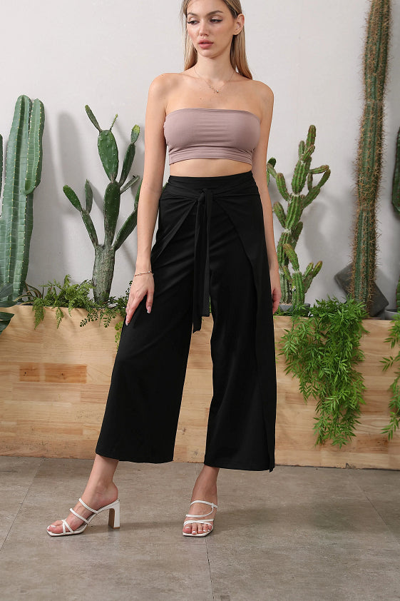 Solid Color Fashion Lace-up Waist Wide-leg Skort Women LadyShow.Store