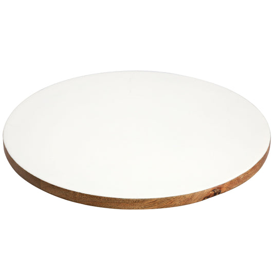 Gibson Home 14 Inch Wood Lazy Susan Serving Board in White LuxuryLifeWay Online Store
