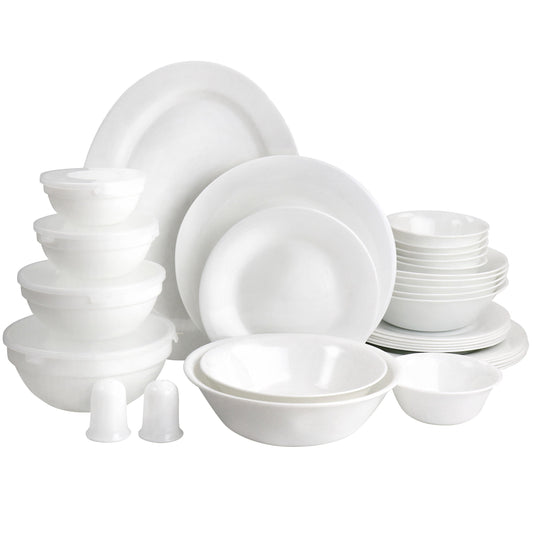 Gibson Ultra 36 Piece Tempered Opal Glass Combo Dinnerware Set in White LuxuryLifeWay Online Store