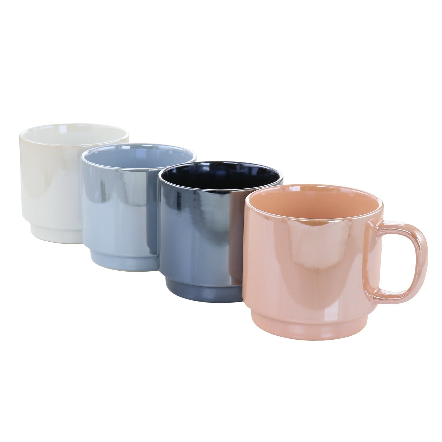 Mr. Coffee Cafe Celestial 4 Piece 14.8 Ounce Stoneware Pearlized Mug Set in Assorted Colors LuxuryLifeWay Online Store
