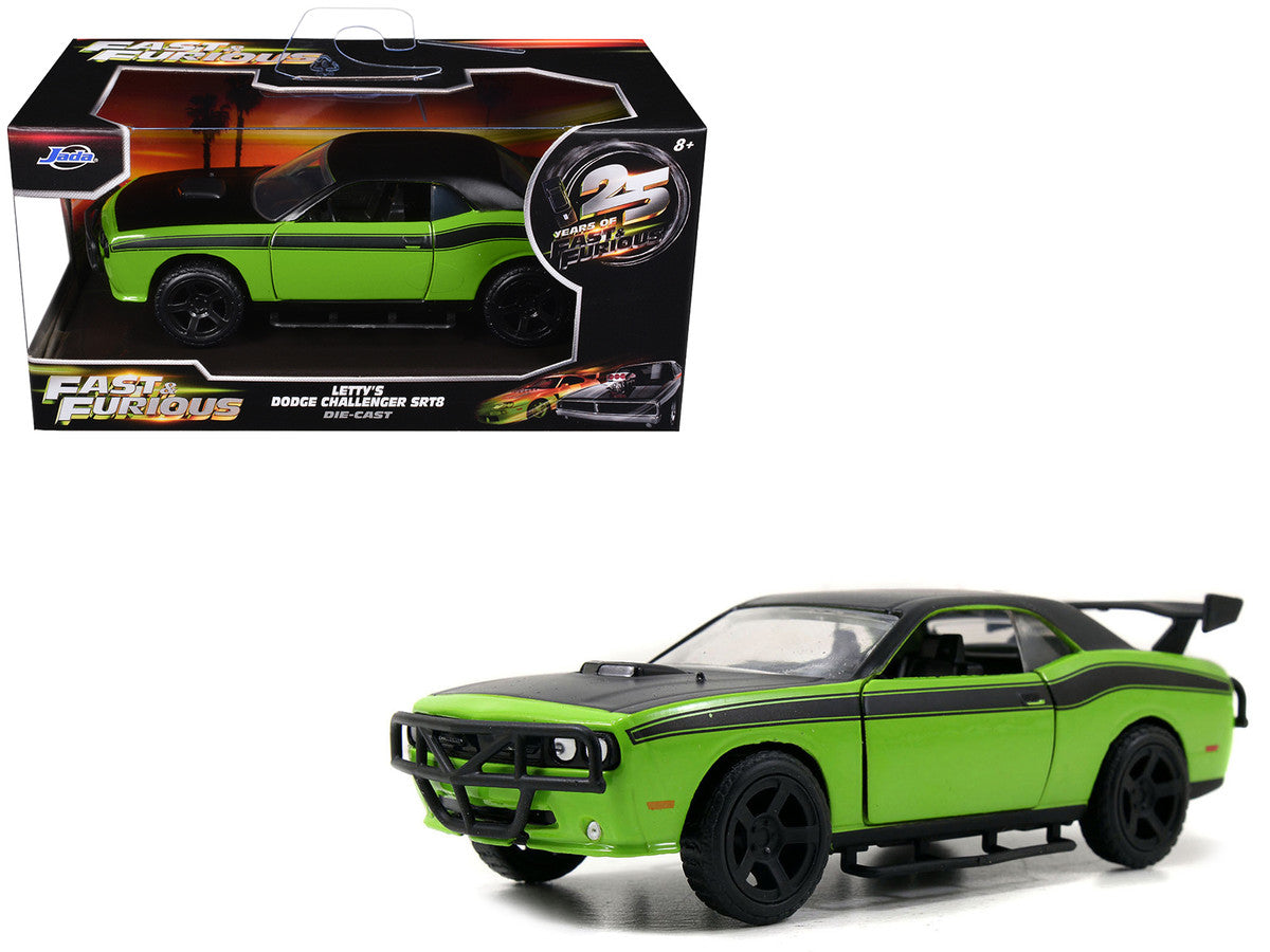 Letty's Dodge Challenger SRT8 Green with Matt Black Top and Hood and Black Stripes "Furious 7" (2015) Movie "Fast & Furious 25th Anniversary" Series 1/32 Diecast Car Model by Jada LuxuryLifeWay Online Store